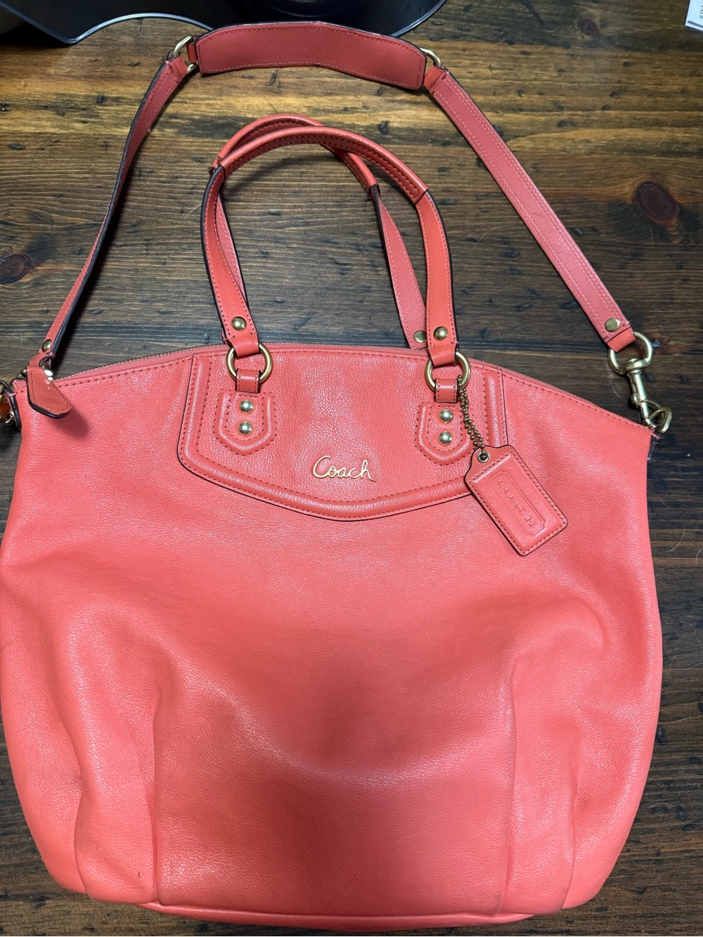 Coach Ashley Coral Leather Convertible Satchel
